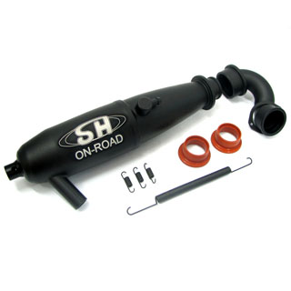 1/8 ON ROAD COMPELETE TUNED EXHAUST SYSTEM / BLACK PAINTED