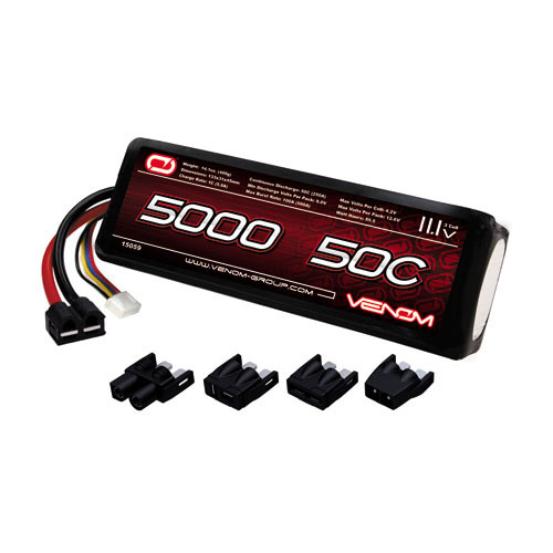 Venom 50C 3S 5000mAh 11.1V LiPO Battery with Universal Plug 