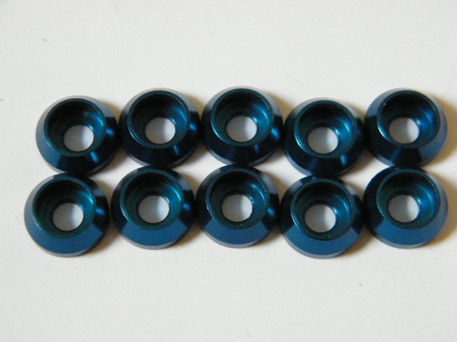4mm Aluminum Cone Washer (Sapphire Blue) (10) 